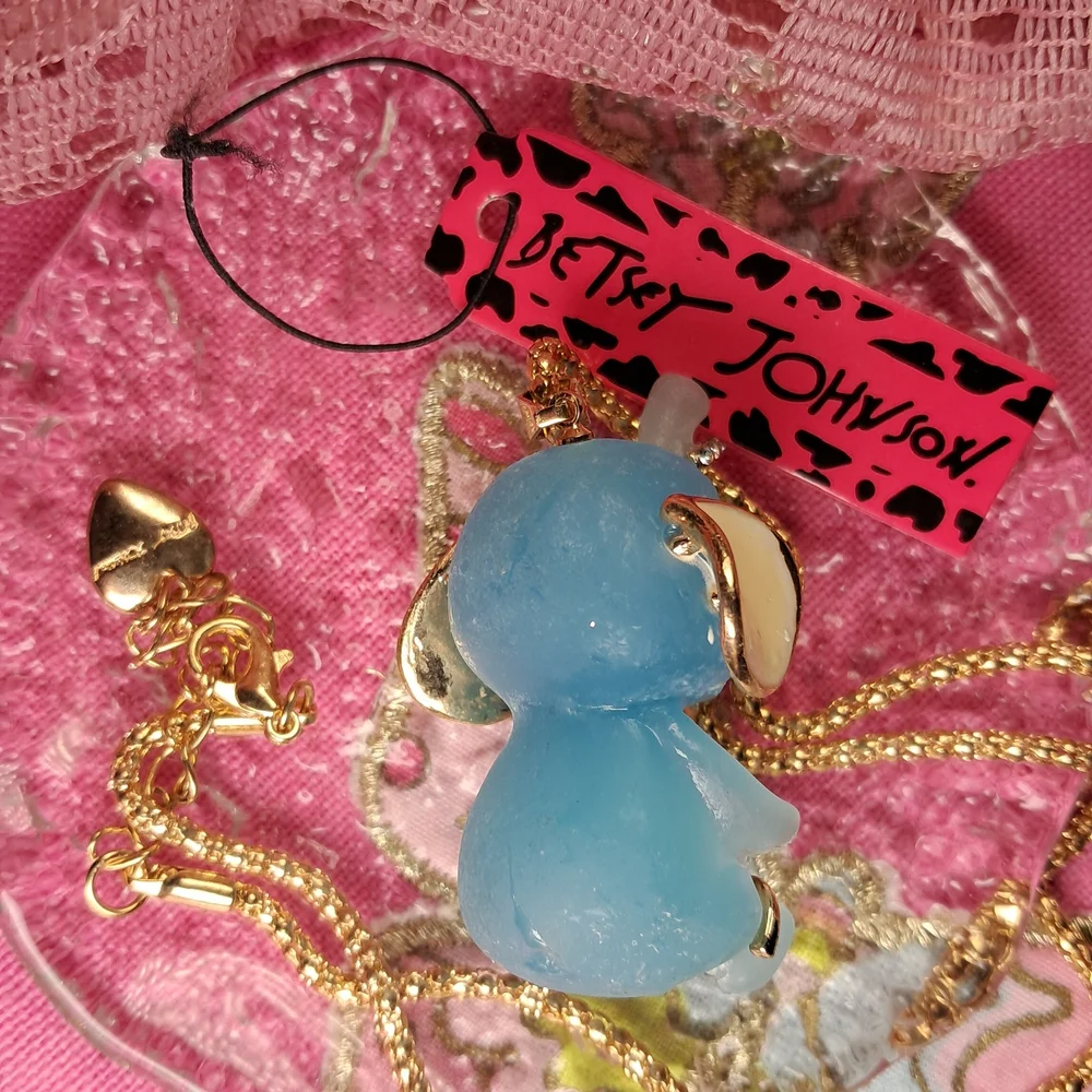 Betsey Johnson Blue Elephant & Pearl Necklace - NWT - Picture 5 of 8